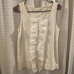 J. Crew Cream Ruffle Tank Top